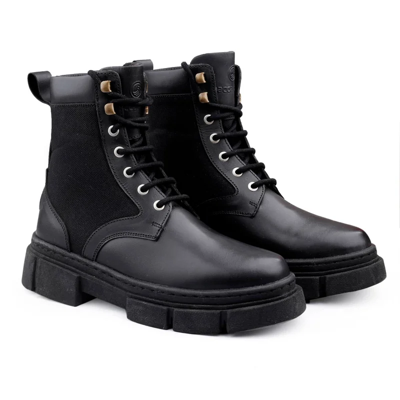 Bacca Bucci Black Pathfinder Chunky Rubber Sole Combat Boots for Men | Best Price UAE